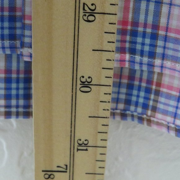 Egara* Men's Long Sleeve Button Down Curved Hem‎ Plaid Dress Shirt ~ Size Large - Picture 8 of 11